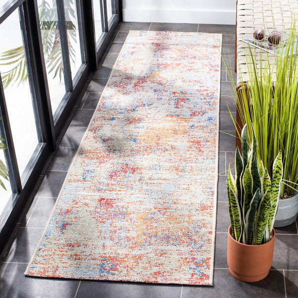 Summer 451 Indoor / Outdoor Power Loomed 23% Polyester 76% Polypropylene 1% Backing Material Rug Ivory / Light Blue