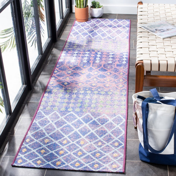 Summer 452 Indoor / Outdoor Power Loomed 23% Polyester 76% Polypropylene 1% Backing Material Rug Blue / Light Blue