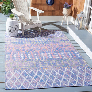 Summer 452 Indoor / Outdoor Power Loomed 23% Polyester 76% Polypropylene 1% Backing Material Rug Blue / Light Blue