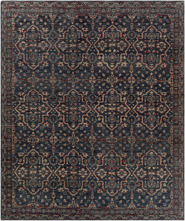 Smyrna SMY-2300 Traditional Wool Rug SMY2300-810 Charcoal, Garnet, Beige 100% Wool 8' x 10'