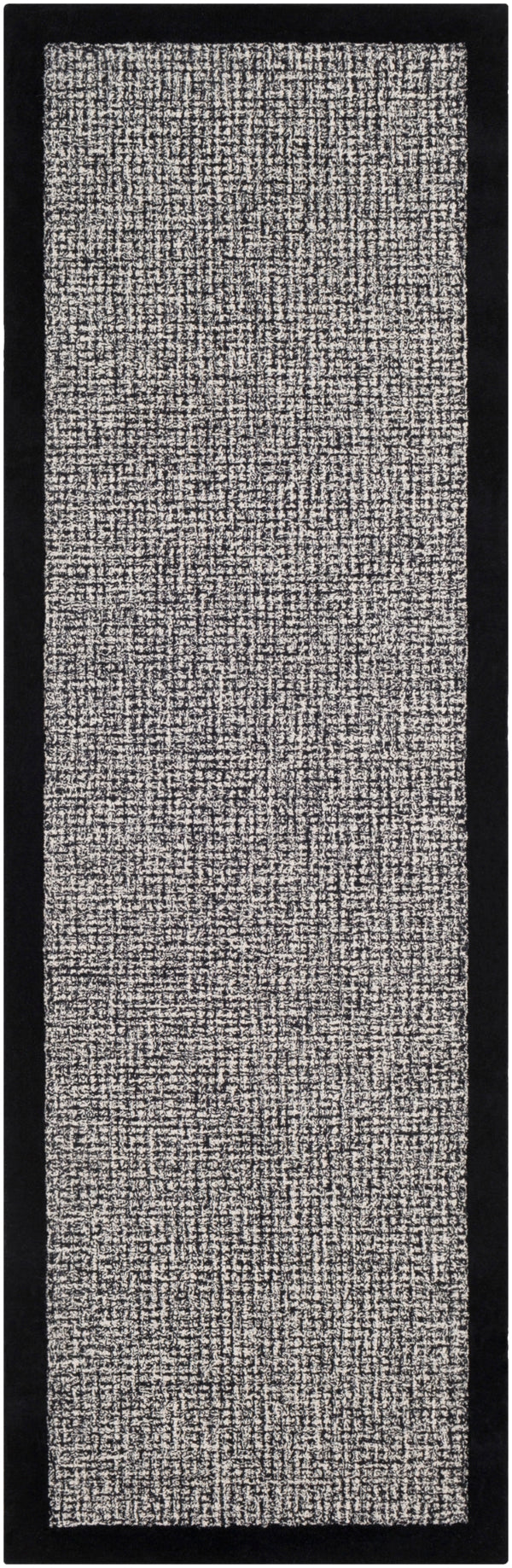 Siena SNA-2303 Modern Wool Rug SNA2303-268 Black, Cream 100% Wool 2'6" x 8'