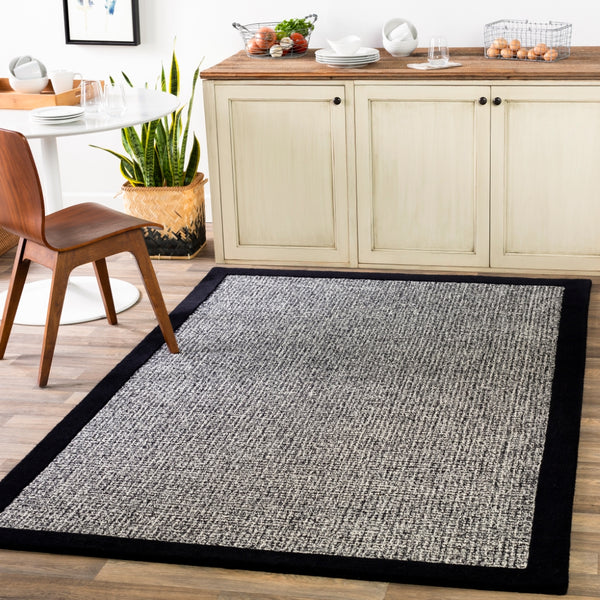 Siena SNA-2303 Modern Wool Rug SNA2303-912 Black, Cream 100% Wool 9' x 12'