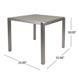 Noble House Cape Coral Outdoor Modern 4 Seater Aluminum Dining Set with Tempered Glass Table Top, Silver