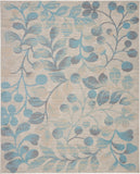 Nourison Tranquil TRA03 Farmhouse Machine Made Power-loomed Indoor Area Rug Ivory/Turquoise 8'10" x 11'10" 99446484321