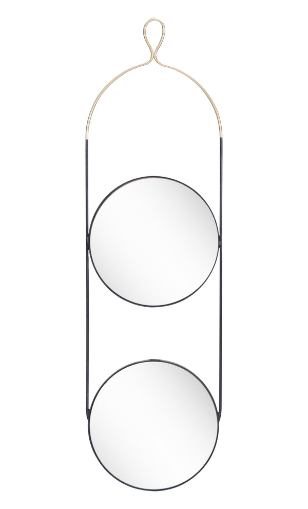 Zuo Modern Zodiac Steel, Glass Modern Commercial Grade Mirror Gold, Black Steel, Glass
