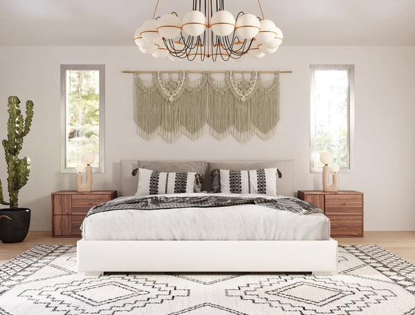 VIG Furniture Nova Domus Sogno - Italian Modern Beige Fabric Low Headboard Q Bed VGAC-SOGNO-BED-Q