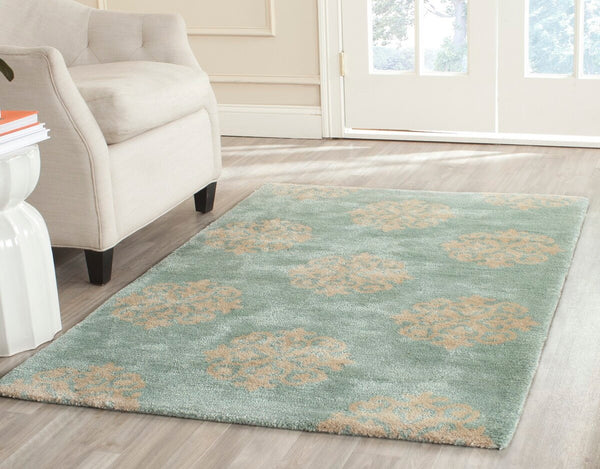 Soho Soh424  Hand Tufted 100% Wool Pile Rug Turquoise