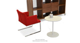 Ares End Table Set: Soho Flat Arm Chair Red Wool, and One Malta Bookcase With Drawers and One Ares End Table