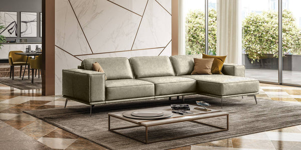 VIG Furniture Coronelli Collezioni Soho - Italian Right Facing Grey Maya Cloud Leather Sectional Sofa VGCCSOHO-RAF-GRY-SECT