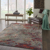 Nourison Artworks ATW02 Artistic Machine Made Loom-woven Indoor only Area Rug Seafoam/Brick 5'6" x 8' 99446710727