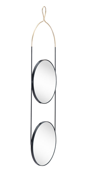 Zuo Modern Zodiac Steel, Glass Modern Commercial Grade Mirror Gold, Black Steel, Glass
