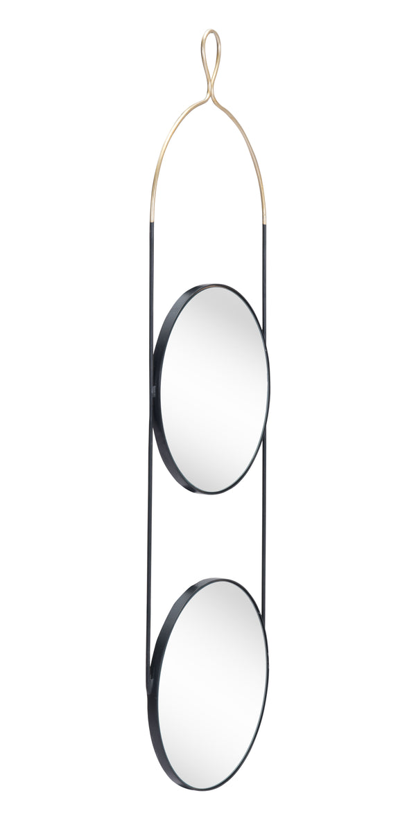 Zuo Modern Zodiac Steel, Glass Modern Commercial Grade Mirror Gold, Black Steel, Glass