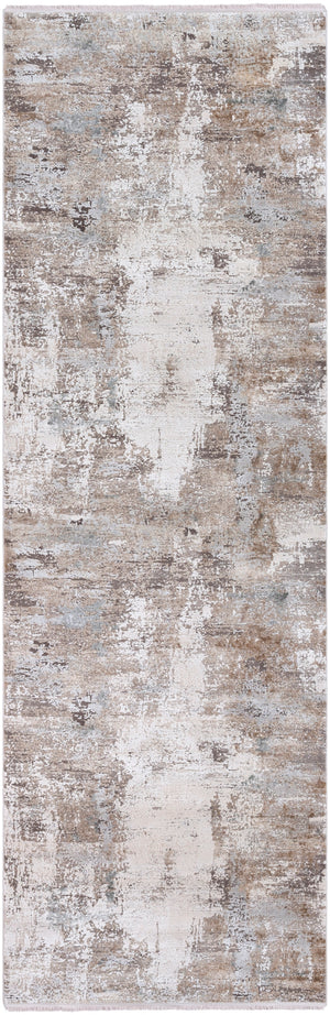 Solar SOR-2300 Modern Viscose, Acrylic Rug SOR2300-3910 Taupe, Medium Gray, White 70% Viscose, 30% Acrylic 3' x 9'10"