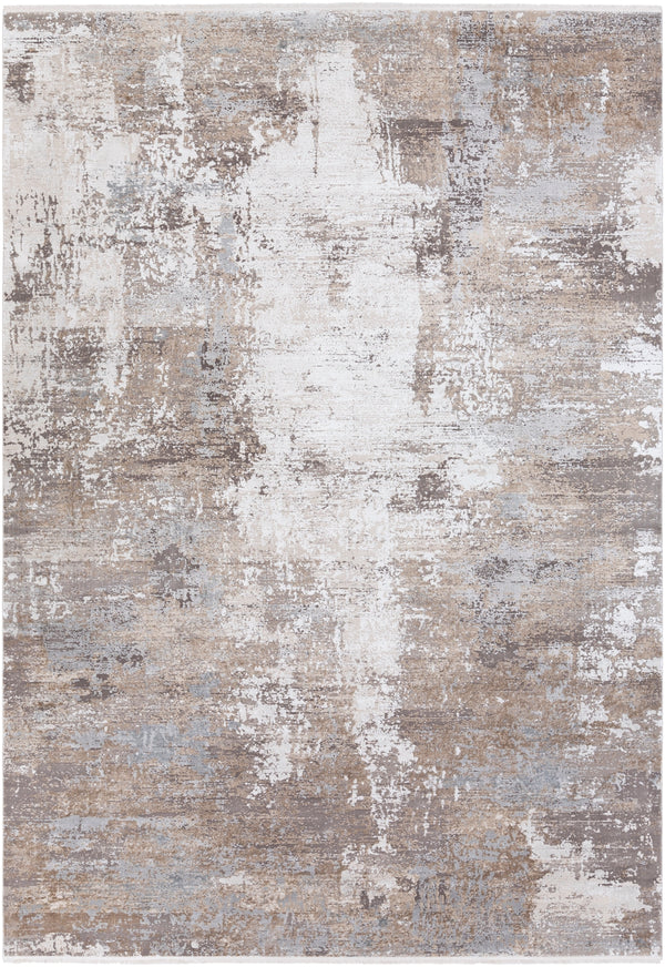 Solar SOR-2300 Modern Viscose, Acrylic Rug SOR2300-76112 Taupe, Medium Gray, White 70% Viscose, 30% Acrylic 7'6" x 11'2"