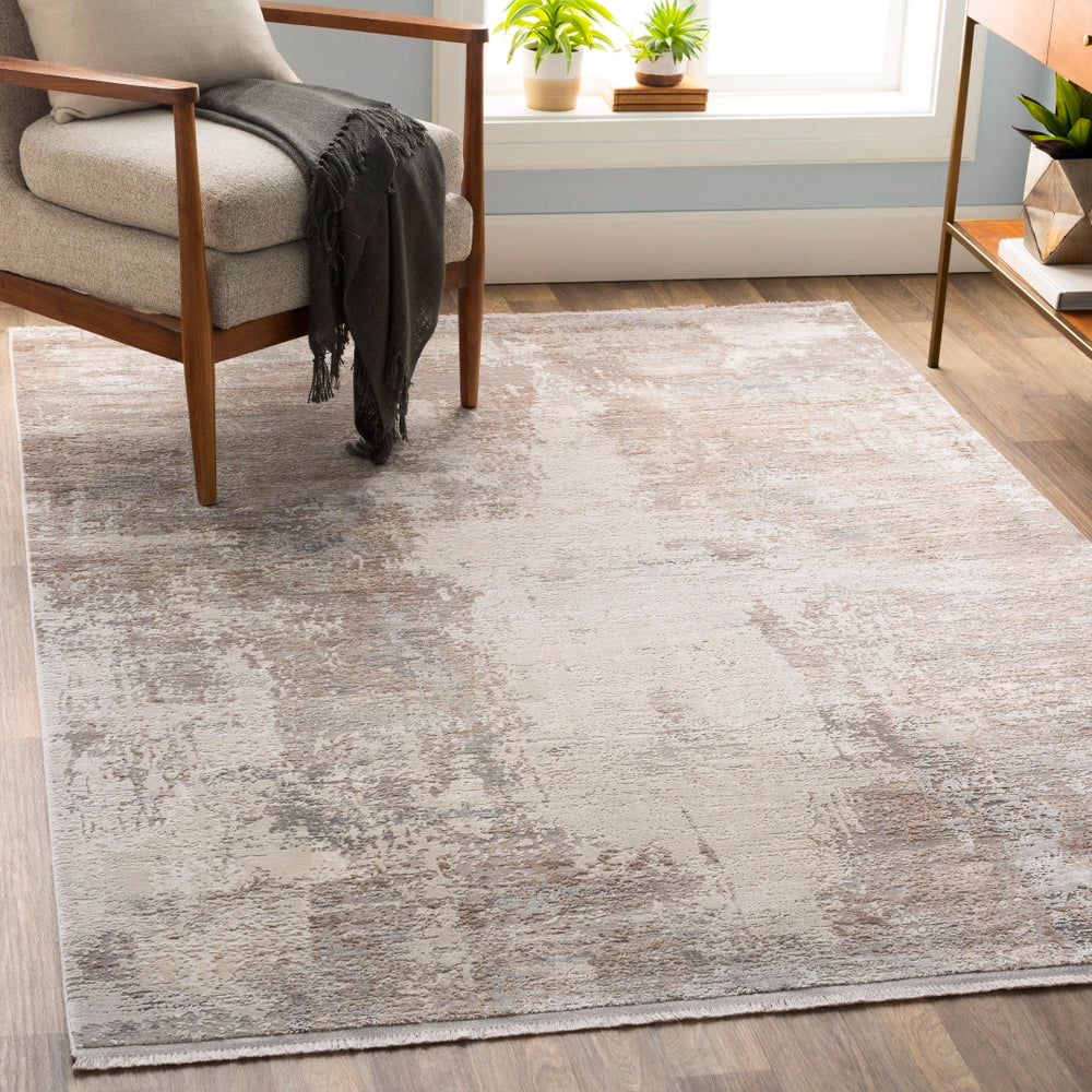 Solar SOR-2300 Modern Viscose, Acrylic Rug SOR2300-9613 Taupe, Medium Gray, White 70% Viscose, 30% Acrylic 9'6" x 13'