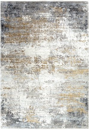 Solar SOR-2302 Modern Viscose, Acrylic Rug SOR2302-76112 Medium Gray, Taupe, Bright Yellow, White 70% Viscose, 30% Acrylic 7'6" x 11'2"