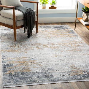 Solar SOR-2302 Modern Viscose, Acrylic Rug SOR2302-9613 Medium Gray, Taupe, Bright Yellow, White 70% Viscose, 30% Acrylic 9'6" x 13'