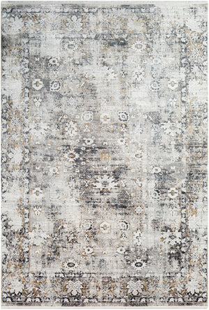 Solar SOR-2308 Traditional Viscose, Acrylic Rug SOR2308-576 Charcoal, Taupe, Medium Gray, Bright Yellow, White, Light Gray 70% Viscose, 30% Acrylic 5' x 7'6"