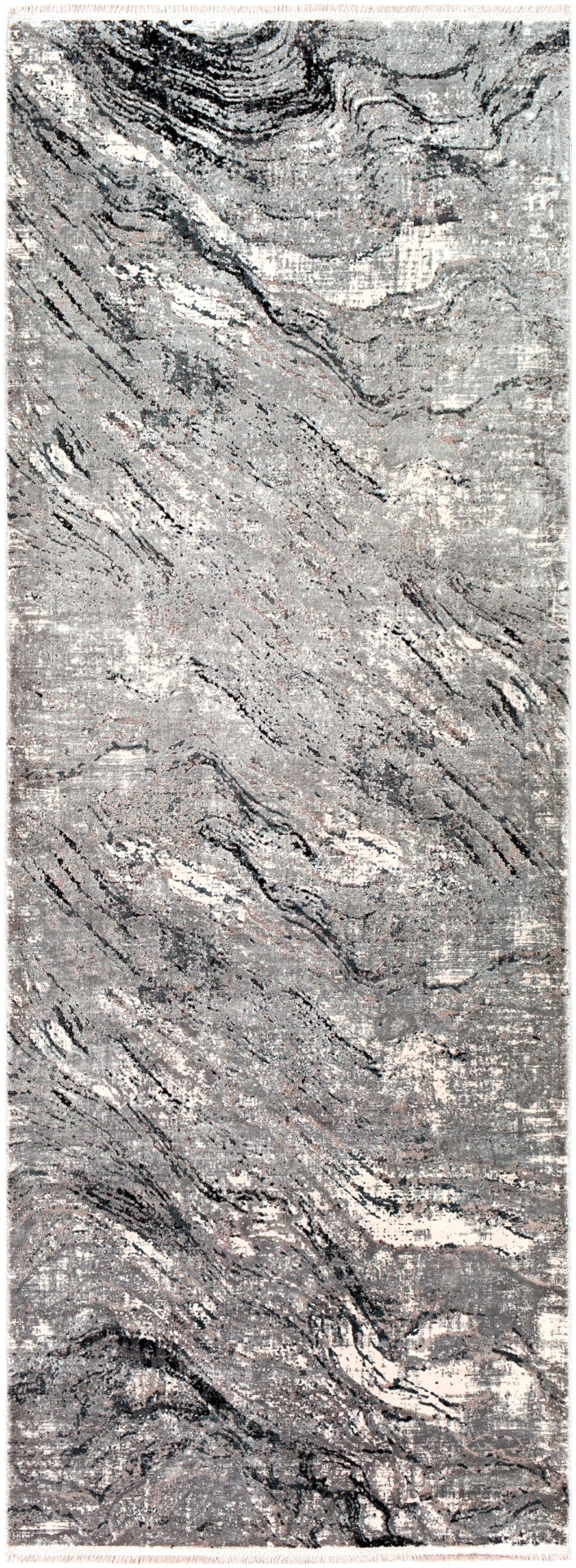 Solar SOR-2309 Modern Viscose, Acrylic Rug SOR2309-9613 Charcoal, Medium Gray, Light Gray, Ivory, Black 70% Viscose, 30% Acrylic 9'6" x 13'