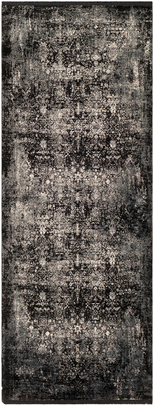 Solar SOR-2310 Traditional Viscose, Acrylic Rug SOR2310-38 Black, Charcoal, Medium Gray, Light Gray 70% Viscose, 30% Acrylic 3' x 8'