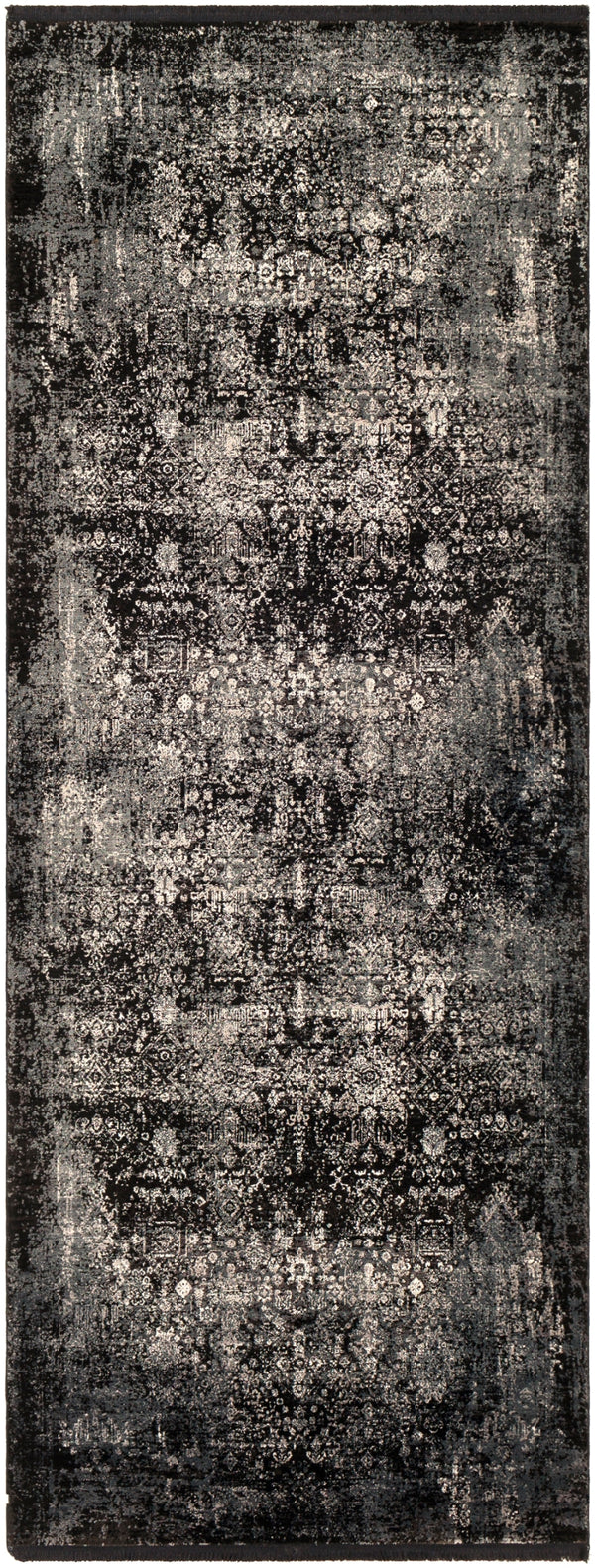 Solar SOR-2310 Traditional Viscose, Acrylic Rug SOR2310-38 Black, Charcoal, Medium Gray, Light Gray 70% Viscose, 30% Acrylic 3' x 8'