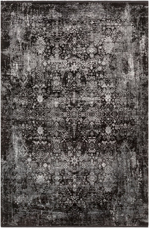 Solar SOR-2310 Traditional Viscose, Acrylic Rug SOR2310-9613 Black, Charcoal, Medium Gray, Light Gray 70% Viscose, 30% Acrylic 9'6" x 13'