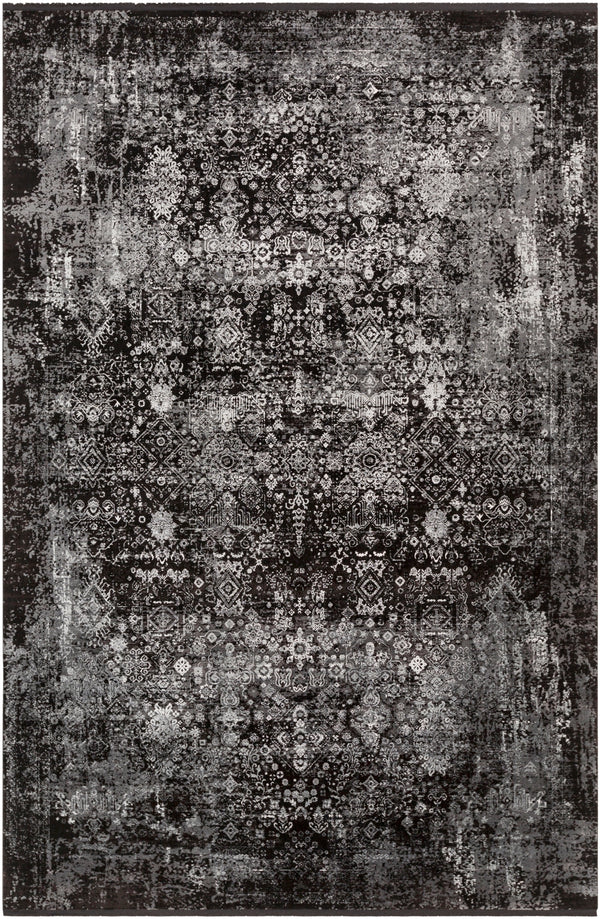 Solar SOR-2310 Traditional Viscose, Acrylic Rug SOR2310-9613 Black, Charcoal, Medium Gray, Light Gray 70% Viscose, 30% Acrylic 9'6" x 13'