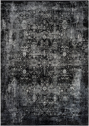 Solar SOR-2310 Traditional Viscose, Acrylic Rug SOR2310-76112 Black, Charcoal, Medium Gray, Light Gray 70% Viscose, 30% Acrylic 7'6" x 11'2"