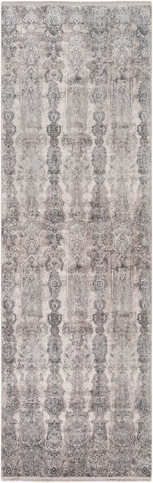 Solar SOR-2311 Modern Viscose, Acrylic Rug SOR2311-3910 Medium Gray, Light Gray, Ivory, Charcoal, Black 70% Viscose, 30% Acrylic 3' x 9'10"