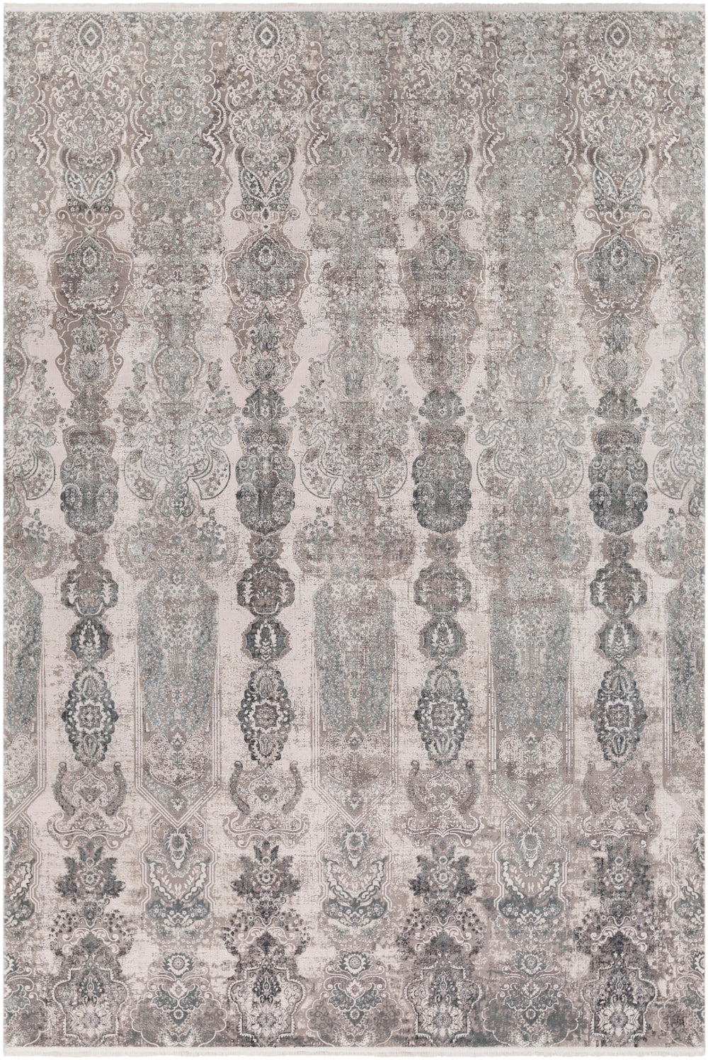 Solar SOR-2311 Modern Viscose, Acrylic Rug SOR2311-9613 Medium Gray, Light Gray, Ivory, Charcoal, Black 70% Viscose, 30% Acrylic 9'6" x 13'