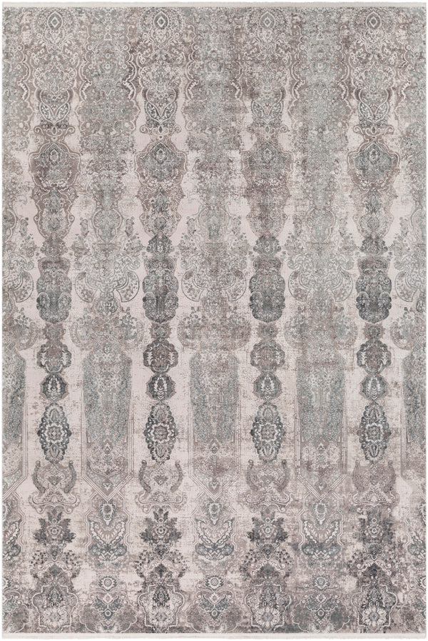 Solar SOR-2311 Modern Viscose, Acrylic Rug SOR2311-9613 Medium Gray, Light Gray, Ivory, Charcoal, Black 70% Viscose, 30% Acrylic 9'6" x 13'