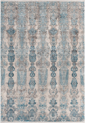 Solar SOR-2312 Modern Viscose, Acrylic Rug SOR2312-76112 Medium Gray, Aqua, Dark Blue, Light Gray, Ivory, Charcoal 70% Viscose, 30% Acrylic 7'6" x 11'2"