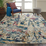 Nourison Fusion FSS10 Painterly Machine Made Power-loomed Indoor only Area Rug Cream/Multicolor 7'10" x 10'6" 99446316899