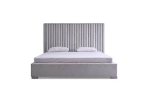 VIG Furniture Modrest Splendor - Silver + Grey Linen Upholstered King Platform Bed VGVCBD20256-BED-EK