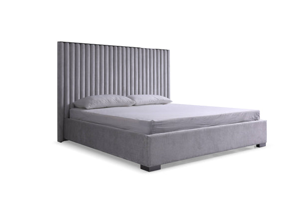 VIG Furniture Modrest Splendor - Silver + Grey Linen Upholstered King Platform Bed VGVCBD20256-BED-EK