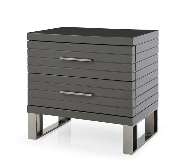 VIG Furniture Modrest Splendor - Grey High Gloss Slatted Nightstand VGVCN20256-GRY-NS