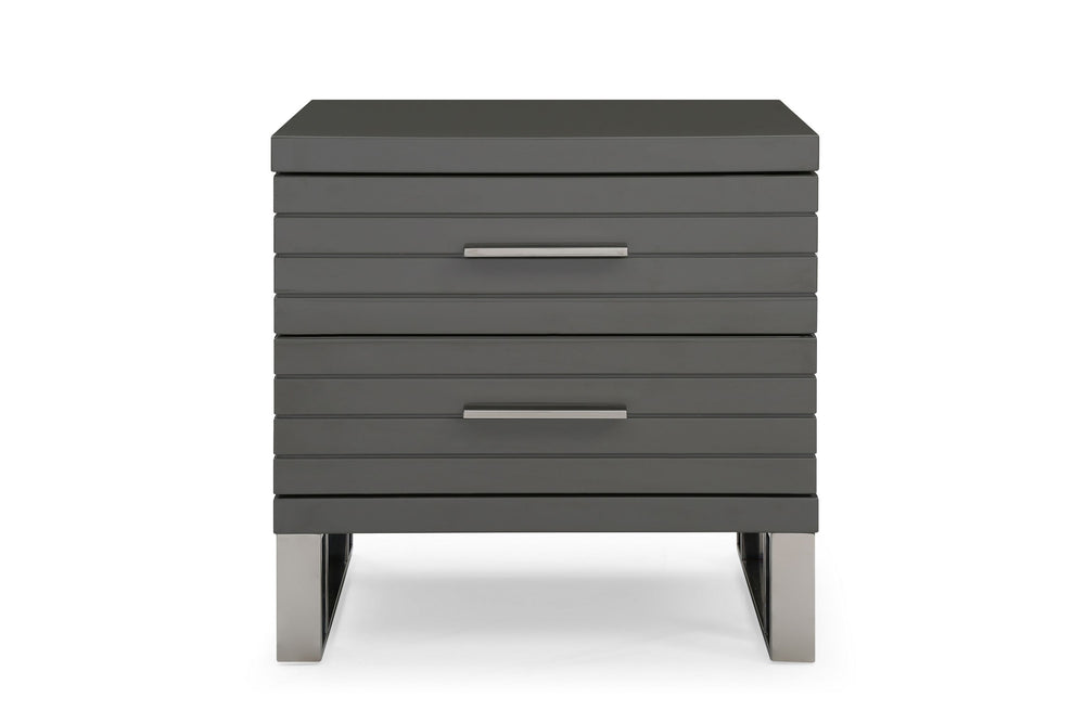 VIG Furniture Modrest Splendor - Grey High Gloss Slatted Nightstand VGVCN20256-GRY-NS