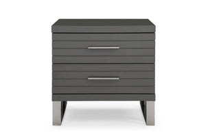 VIG Furniture Modrest Splendor - Grey High Gloss Slatted Nightstand VGVCN20256-GRY-NS
