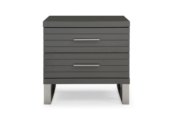 VIG Furniture Modrest Splendor - Grey High Gloss Slatted Nightstand VGVCN20256-GRY-NS