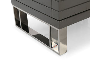 VIG Furniture Modrest Splendor - Grey High Gloss Slatted Nightstand VGVCN20256-GRY-NS