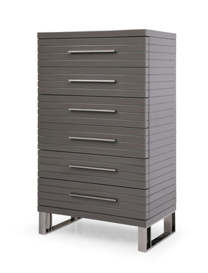 VIG Furniture Modrest Splendor - Grey High Gloss Slatted Chest VGVCJ20256-6H-GRY-CHEST