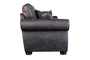 Porter Designs Elk River Leather-Look & Nail Head Transitional Sofa Gray 01-33C-01-9702A