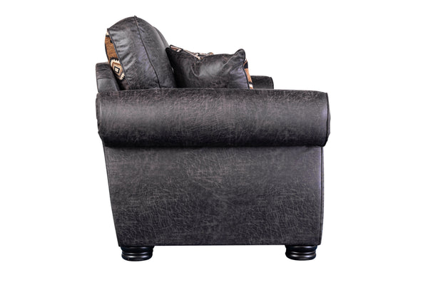 Porter Designs Elk River Leather-Look & Nail Head Transitional Sofa Gray 01-33C-01-9702A