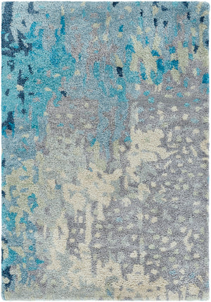 Serenade SRD-2004 Modern Viscose, NZ Wool Rug SRD2004-913 Teal, Sage, Dark Blue, Navy, Ivory 80% Viscose, 20% NZ Wool 9' x 13'