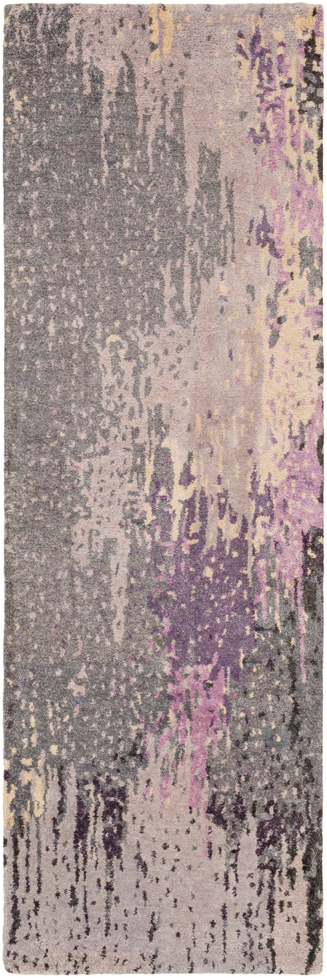 Serenade SRD-2006 Modern Viscose, NZ Wool Rug SRD2006-58 Dark Purple, Bright Purple, Denim, Taupe, Cream, Black 80% Viscose, 20% NZ Wool 5' x 8'
