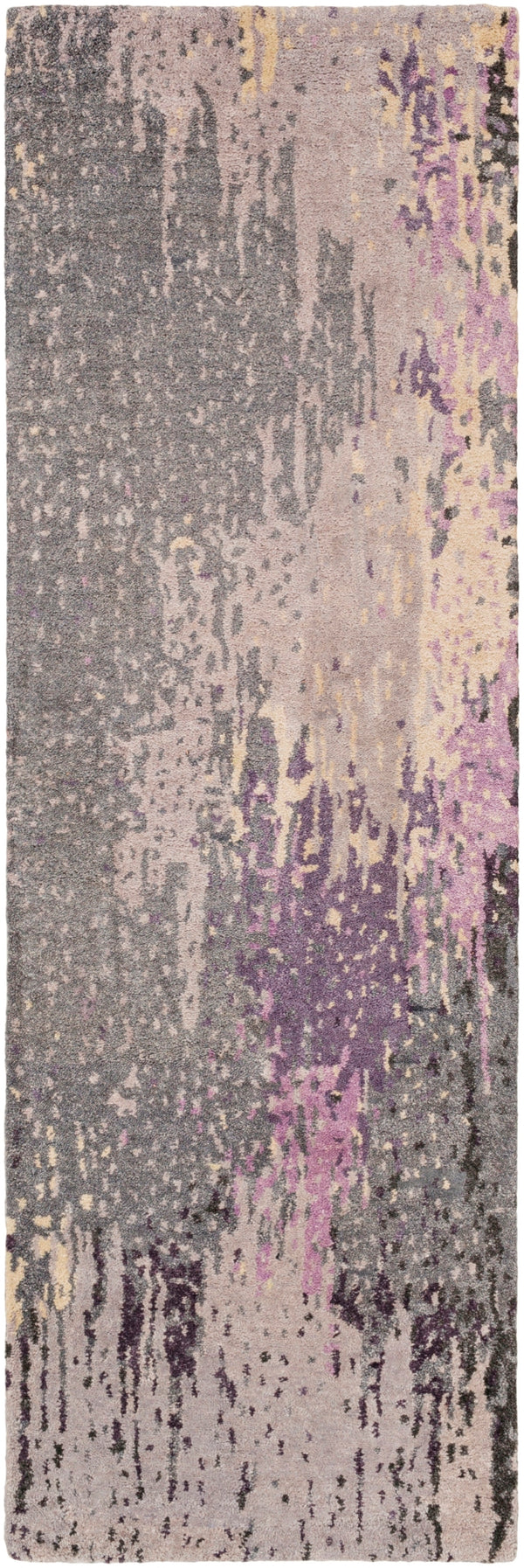 Serenade SRD-2006 Modern Viscose, NZ Wool Rug SRD2006-268 Dark Purple, Bright Purple, Denim, Taupe, Cream, Black 80% Viscose, 20% NZ Wool 2'6" x 8'