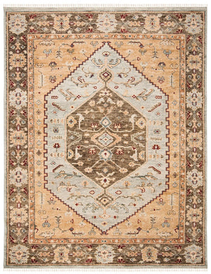 Samarkand 107 Traditional Hand Knotted 100% Wool Pile Rug Blue / Brown