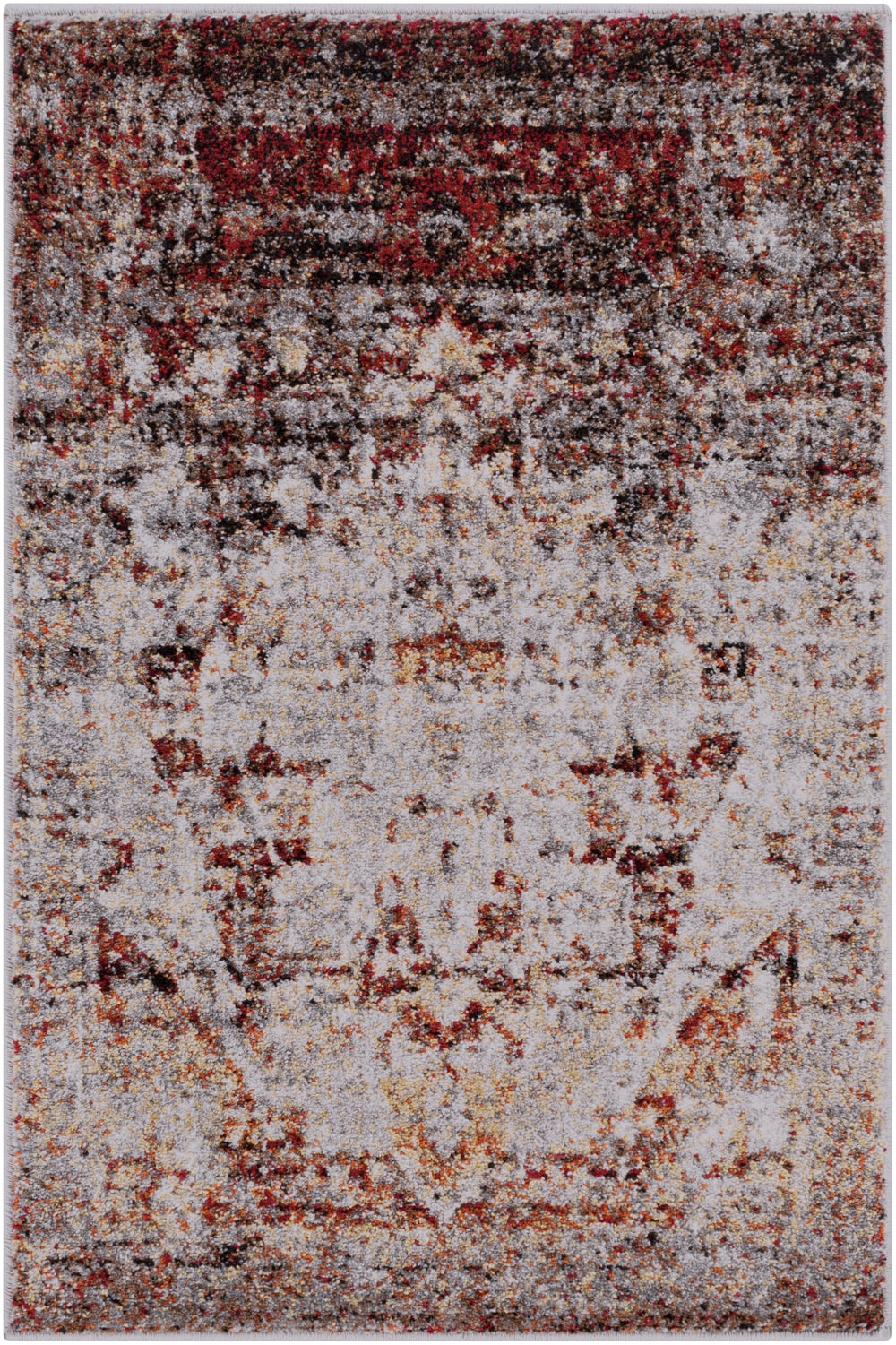 Serapi SRP-1010 Traditional Polypropylene Rug SRP1010-6796 Dark Red, Ivory, Black, Bright Orange, Medium Gray, Bright Yellow 100% Polypropylene 6'7" x 9'6"