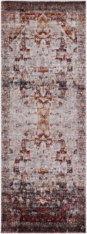 Serapi SRP-1010 Traditional Polypropylene Rug SRP1010-2773 Dark Red, Ivory, Black, Bright Orange, Medium Gray, Bright Yellow 100% Polypropylene 2'7" x 7'3"