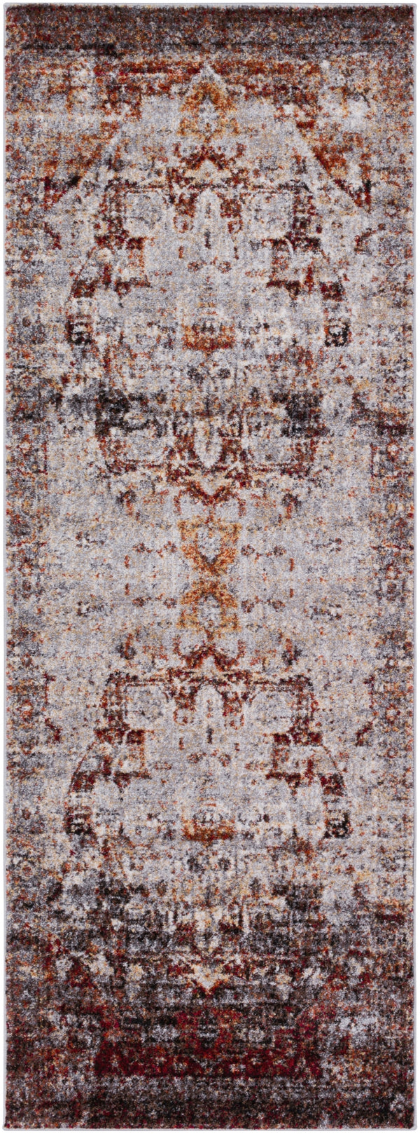 Serapi SRP-1010 Traditional Polypropylene Rug SRP1010-2773 Dark Red, Ivory, Black, Bright Orange, Medium Gray, Bright Yellow 100% Polypropylene 2'7" x 7'3"